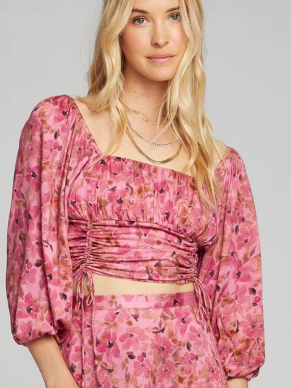 🌸 Saltwater LUXE Corina Floral Crop Top Pink XS NWT